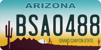 AZ license plate BSA0488