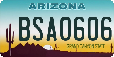 AZ license plate BSA0606