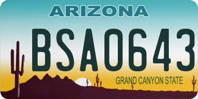 AZ license plate BSA0643