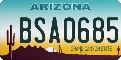 AZ license plate BSA0685