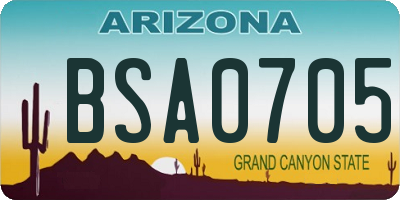 AZ license plate BSA0705