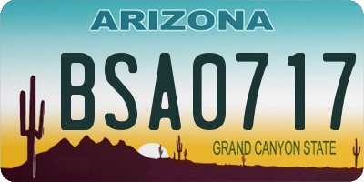 AZ license plate BSA0717