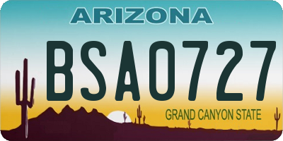 AZ license plate BSA0727