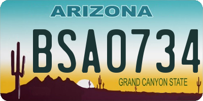 AZ license plate BSA0734