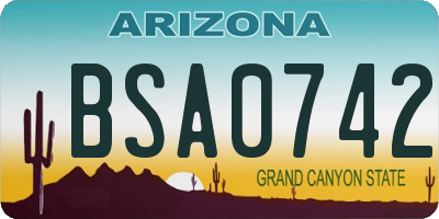 AZ license plate BSA0742