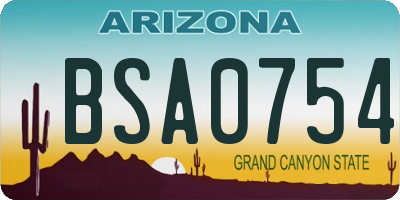 AZ license plate BSA0754