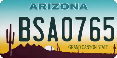 AZ license plate BSA0765