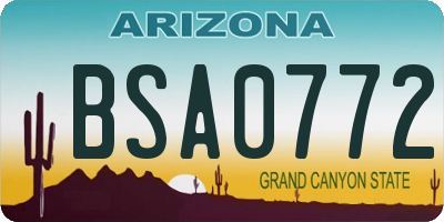 AZ license plate BSA0772