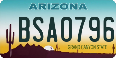 AZ license plate BSA0796