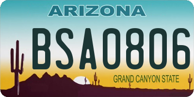 AZ license plate BSA0806