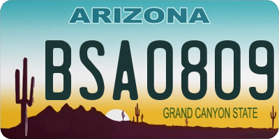 AZ license plate BSA0809