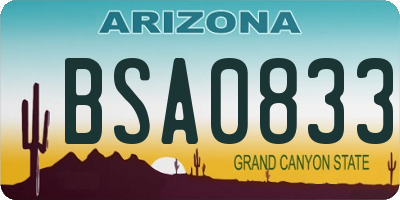 AZ license plate BSA0833