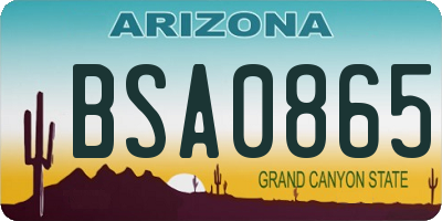 AZ license plate BSA0865