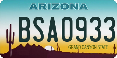 AZ license plate BSA0933