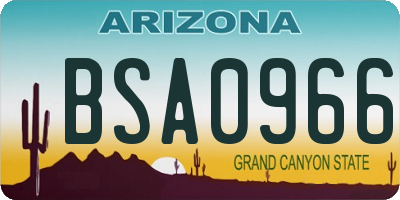 AZ license plate BSA0966