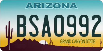 AZ license plate BSA0992