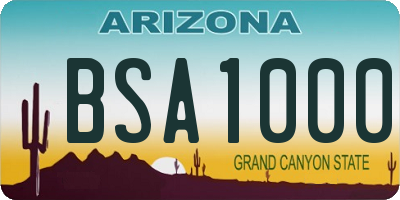 AZ license plate BSA1000