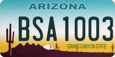 AZ license plate BSA1003