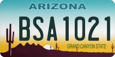 AZ license plate BSA1021