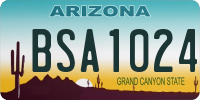 AZ license plate BSA1024