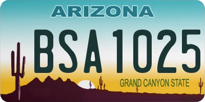 AZ license plate BSA1025