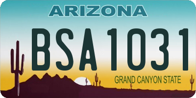 AZ license plate BSA1031