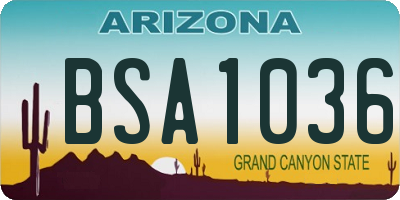 AZ license plate BSA1036