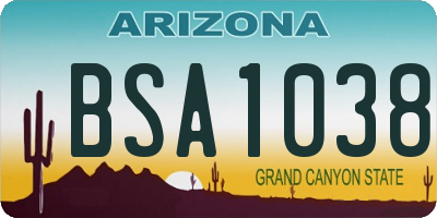 AZ license plate BSA1038