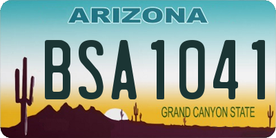 AZ license plate BSA1041