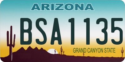 AZ license plate BSA1135