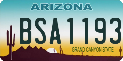 AZ license plate BSA1193