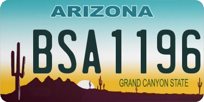 AZ license plate BSA1196