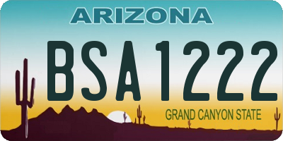 AZ license plate BSA1222