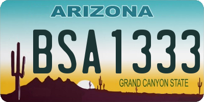 AZ license plate BSA1333