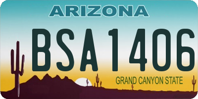 AZ license plate BSA1406