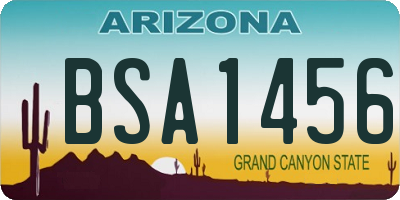 AZ license plate BSA1456