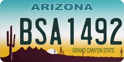 AZ license plate BSA1492