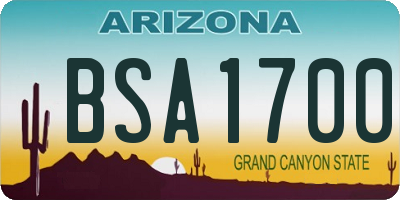 AZ license plate BSA1700
