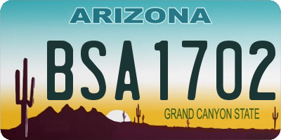 AZ license plate BSA1702