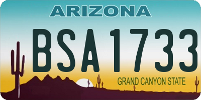 AZ license plate BSA1733