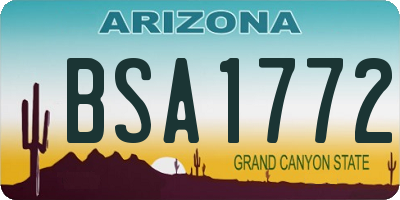 AZ license plate BSA1772