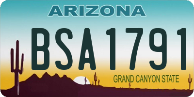 AZ license plate BSA1791