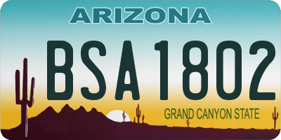 AZ license plate BSA1802