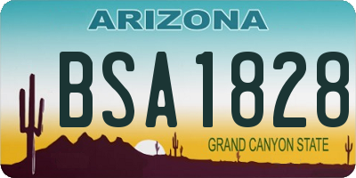 AZ license plate BSA1828