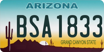 AZ license plate BSA1833