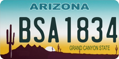 AZ license plate BSA1834