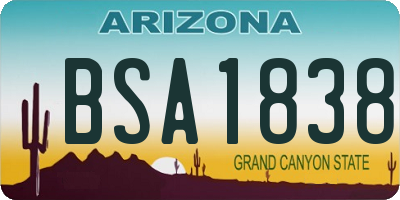 AZ license plate BSA1838