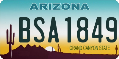 AZ license plate BSA1849