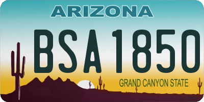 AZ license plate BSA1850