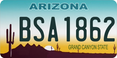 AZ license plate BSA1862